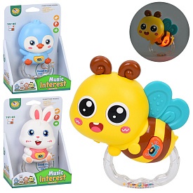 Брязкальце 855-187D-188D-190D ,муз., звук, світло, 3 види(пінгвин, зайчик, бджола), бат., кор.,13см - 1 - smarttoys.com.ua