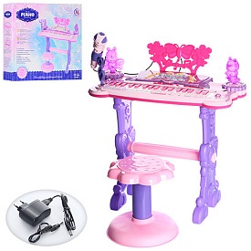 Синтезатор 6618 на ніжках, стільчик, мікрофон, демо, світло, MP3, бат., кор., 52-48-10 см . - 1 - smarttoys.com.ua