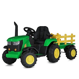 Трактор M 5852EBLR-5 радіокер.2,4G, 2 мотори 35W, 1акум.12V9AH, причеп, TF, USB, EVA, шкiра, зелений - 1 - smarttoys.com.ua