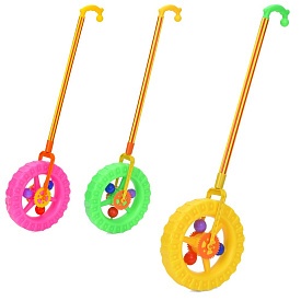 Каталка 308 на палиці, колесо, тріскачка, 3 кольори, кул., 23-24-4 см. - 1 - smarttoys.com.ua