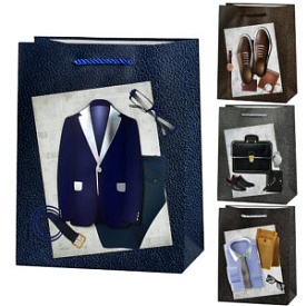 Пакет подарунковий паперовий M "Gentleman 3D" 26*32*10см R33155-M - 1 - smarttoys.com.ua