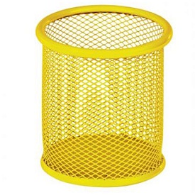 Підставка для ручок кругла 90х90х100мм, металева, жовтий - 1 - smarttoys.com.ua