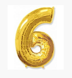 Кульки цифри: золото, цифра 6, 40см - 1 - smarttoys.com.ua
