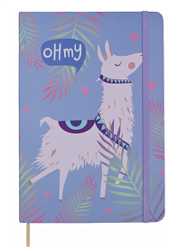 Блокнот в твердій палітурці на гумці "Весела Лама", 21х14,5см, 96 аркушів клітка - 1 - smarttoys.com.ua