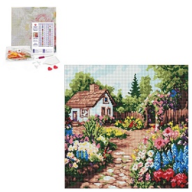 Набір з алмазною мозаїкою "Квіткові клумби біля будинку" 40х40см - 1 - smarttoys.com.ua
