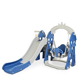 Гірка-гойдалка HOUSE-4 баскетбольне кільце, пластик, кор., сіро-синій, 146-183-120 см. - 1 - smarttoys.com.ua