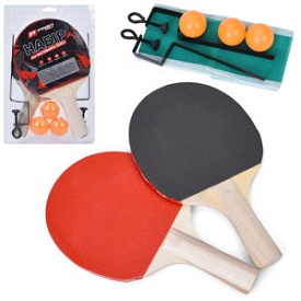 Ракетка MS 0218-2 2шт., EVA, ручка дерев'яна, 3 кульки, сітка, бліст., 18-28-4,5см. - 1 - smarttoys.com.ua