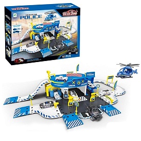 Гараж 660-A11 поліція, 2 поверхи, 1:64, гелікоптер, машинки-мет., 62 дет., кор., 48,5-35-10 см. - 1 - smarttoys.com.ua