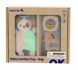 Дерев'яна іграшка TJ111A брязкальце,підвіс.на кроватку собачка(плюш),собачка-прорізувач,кор.,28-24-7 - 1 - smarttoys.com.ua