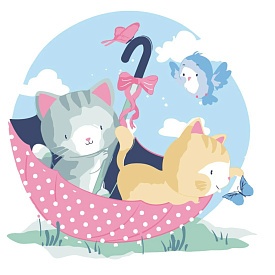 Картина за номерами Strateg ПРЕМІУМ Котята в парасольці з лаком розміром 30х30 см ES052 - 1 - smarttoys.com.ua