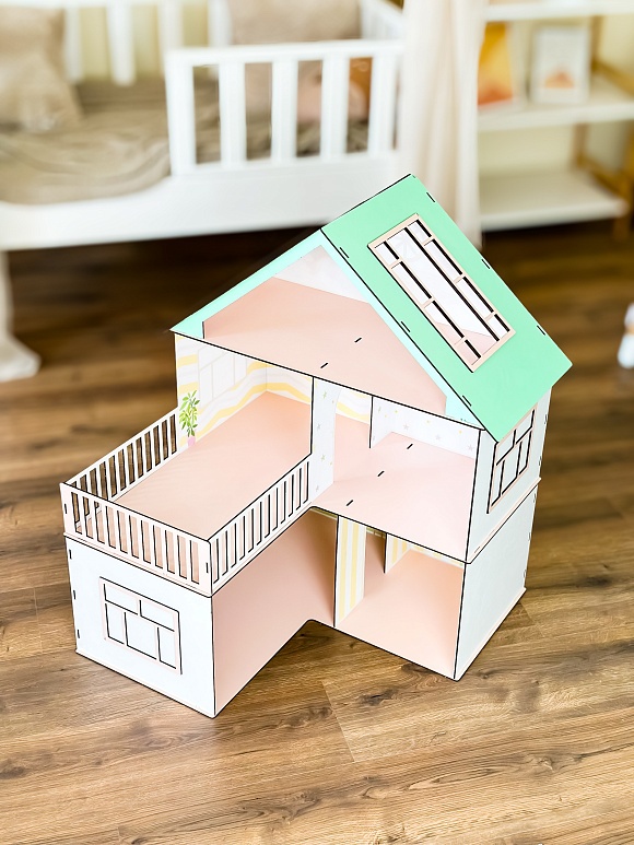 Ляльковий дім 75х60х60 см біло-бірюзовий - 16 - smarttoys.com.ua