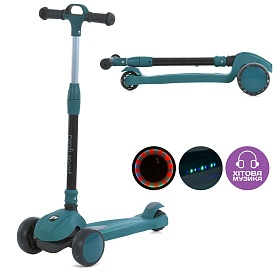 Самокат JR3-138-M мет.+пласт., 3 колеса, 2 кол.120мм, задн.75мм, муз., світло, бат., кор.,69-30-16см - 1 - smarttoys.com.ua