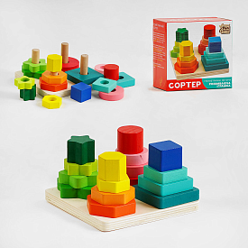 Сортер 94620 (36) "4FUN Game Club Wood", "Логічна пірамідка", у коробці - 1 - smarttoys.com.ua