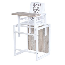 Стільчик Nature дуб клондайк для годування, трансформер, 2-х точ. ремені, білий+дуб. - 1 - smarttoys.com.ua