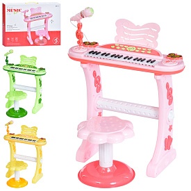 Синтезатор 8868B 37 клавиш,на ніжках,мікрофон,стільчик,USB,3 кольори,муз.,бат./мережа,кор.,50,5-38-9 - 1 - smarttoys.com.ua