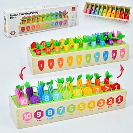 Дерев'яна іграшка Центр розвиваючий MD 0736 город(морква-різнокольор.з цифр.),палички для лічби,кор. - 1 - smarttoys.com.ua