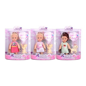 Лялька 3823-1 12см, тварина 3,5см, 3 види, на листі, 11,5-15-4,5см - 1 - smarttoys.com.ua