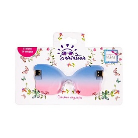 Окуляри сонячні дитячі без оправи "Метелики", колір рожево-блакитний Lukky Fashion - 1 - smarttoys.com.ua