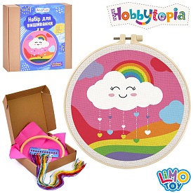 Набір для творчості DYEK1007 набір для вишив.,вишивка,хмаринка+веселка,п'яльце,голки,нитки,кор.22-20 - 1 - smarttoys.com.ua