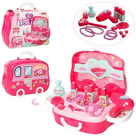 Набір аксесуарів 008-917A фен, дзеркало, флакони, намиста, валіза, 26-21-9 см. - 1 - smarttoys.com.ua