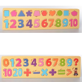 Дерев'яна іграшка Рамка-вкладиш MD 2216 цифри, фігури, знаки, 2 види, кул., 42-11-1 см. - 1 - smarttoys.com.ua