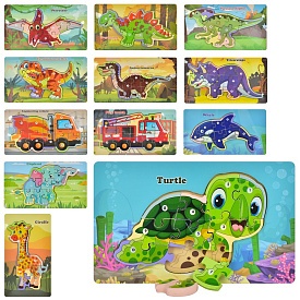 Дерев'яна іграшка Пазли MD 1924 транспорт/тварини/динозаври, 12 видів, кул., 22,5-13-1 см. - 1 - smarttoys.com.ua