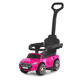 Каталка-толокар M 6255EL-8 бат.ручка, муз, світло, шкіра, підсклянник, MP3, BLUETOOTH, рожевий - 1 - smarttoys.com.ua