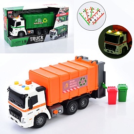 Будтехнiка A1110-3-13 сміттєвоз, 1:16,інерц.,рух.деталі,2 кольори,муз.,світло,бат.,кор.,32,5-17-13см - 1 - smarttoys.com.ua