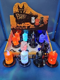 Led світильник у вигляді свічки з підсвічником, череп, тиква, 7,0 см, 12 шт в упаковці, ціна за 1 шт - 1 - smarttoys.com.ua