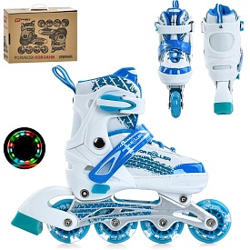 Ролики A4150-S-WBL (31-34)розсувні,шнурівка+бакля,алюм.рама,колесаПУ64мм світло,устілка 18,5см.,біло - 1 - smarttoys.com.ua