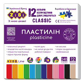 Пластилін CLASSIC 12 кольорів, 240г, KIDS Line - 1 - smarttoys.com.ua