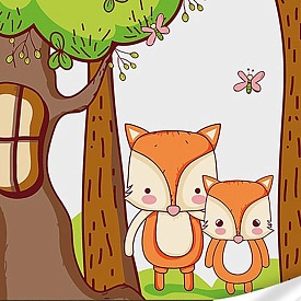 Картина за номерами Strateg ПРЕМІУМ Мила родина лисів з лаком та з рівнем розміром 30х30 см (ES-0873) - 1 - smarttoys.com.ua