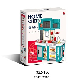 Кухня 922-166 плита, мийка-ллється вода, продукти, посуд, 60 дет.,муз.,світло,бат.,кор.,55-69-14,5см - 1 - smarttoys.com.ua