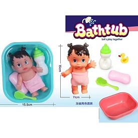 Лялька 669-701B2 ванна, пляшечка, аксесуари, 2 кольори, бліст., 17,5-26-5,5 см. - 1 - smarttoys.com.ua