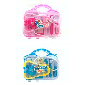 Набір лікаря 7784A-B стетоскоп, набір стоматолога, мед.інструменти, 2 кол., чемодан, 21-19,5-5см - 1 - smarttoys.com.ua