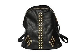 Рюкзак чорний кожзам із золотими заклепками 38*28 см 7277 (582) - 1 - smarttoys.com.ua