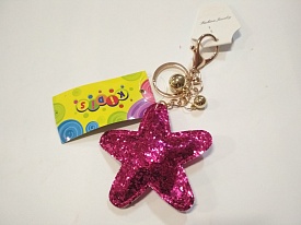 Брелок з матеріалу з блискітками 3 кольори в кожному дизайні (зірки і сердечка різні кольори мікс) - 1 - smarttoys.com.ua