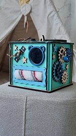 Бізікуб 15х15х15 см з дзеркалом бірюзовий - 5 - smarttoys.com.ua