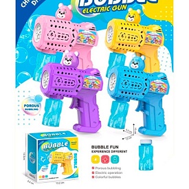 Мильні бульбашки 658-89B пістолет (ведмідь)13см,світло,запаска,4кольори,бат.кор.13,5-14,5-5,5см - 1 - smarttoys.com.ua