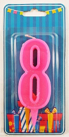 Свічка цифра "8" рожева - 1 - smarttoys.com.ua