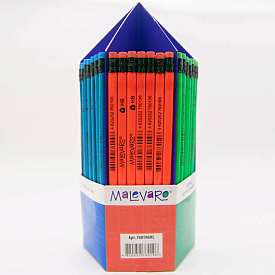 Олівці чорнографітні NEON трикутні HB 168шт, туба-олівець, MALEVARO - 1 - smarttoys.com.ua