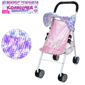 Візок M 5093 UA для ляльки, прогулянковий, 42-24-53см., кошик, мет., кул., 26-64-10 см. - 1 - smarttoys.com.ua