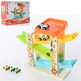 Дерев'яна іграшка MD 1599 трек, машинки 3шт., кор., 29,5-24-10см. - 1 - smarttoys.com.ua