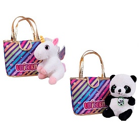 Тварина 7622-119A-20A м'яка іграшка, плюш, сумка, 2 види (панда, єдиноріг), кул., 18-21-10 см. - 1 - smarttoys.com.ua