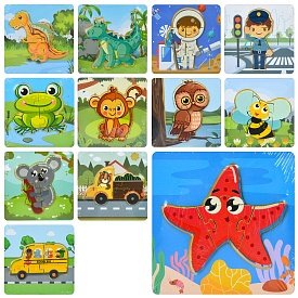 Дерев'яна іграшка Пазли MD 1974 4 дет., мікс видів(тварина,транспорт,морськ.мешканець,динозавр),кул. - 1 - smarttoys.com.ua