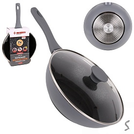 Сковорода ВОК лита мармур "Megastone" інд. дно з кришкою 3.0л ,26*7.5см 10373-26 - 1 - smarttoys.com.ua