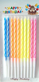 Свічки святкові "Свічки довгі неонові мікс" 10 шт / уп - 1 - smarttoys.com.ua