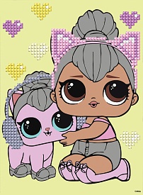 Вибіркова алмазна мозаїка для дітей "LOL Surprise! Kitty Queen With Kitty Kitty" 15x20см - 1 - smarttoys.com.ua