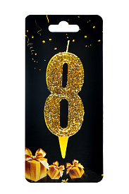 Свічка для торта  "Цифра 8" золото магічне - 1 - smarttoys.com.ua