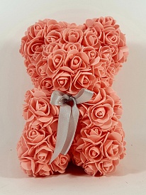 Ведмедик зі штучних 3D троянд 25 см - 4 - smarttoys.com.ua